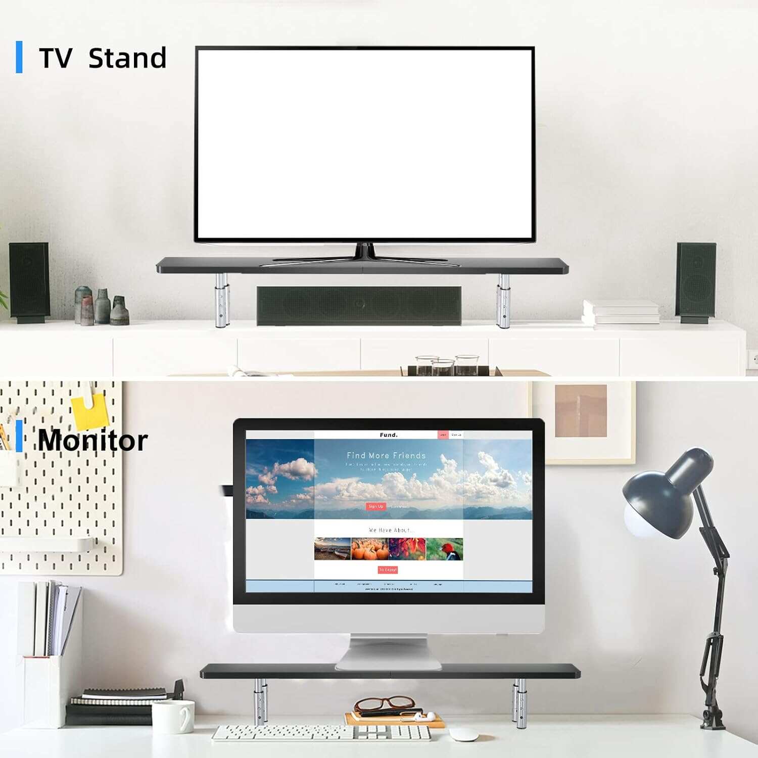 Computer Monitor Stand Riser,Monitor Riser for Laptop, Printer, Notebook and All Flat Screen TV Display with Vented Platform,3 Height Adjustable Laptop Riser,1 Pack,Black(MST003)