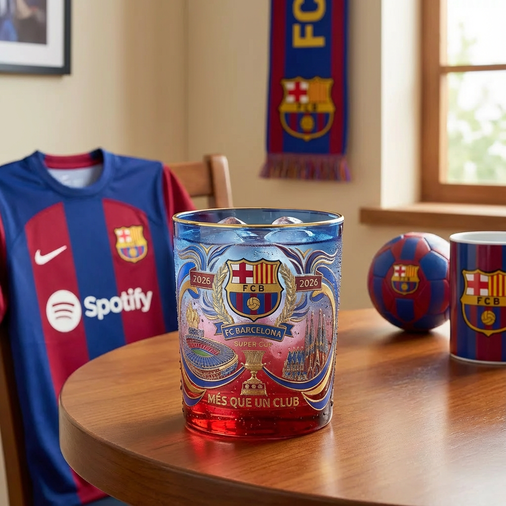 FC Barcelona 2026 Super Cup Champion Commemorative Whiskey Glass