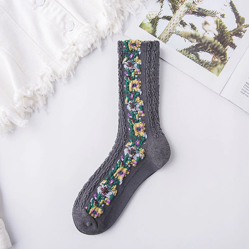 🔥Last Day 20% OFF🔥Vintage Embroidered Floral Socks