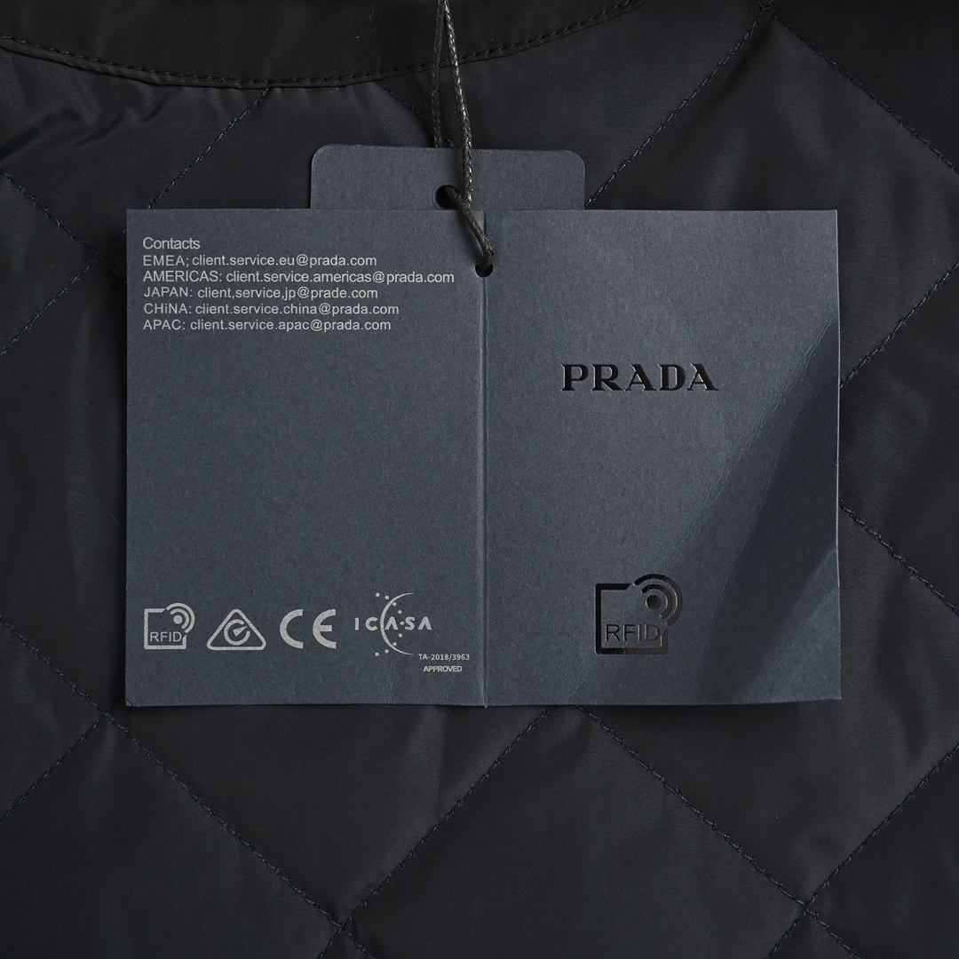 Prada 24Fw corduroy collar triangle logo diamond quilted jacket
