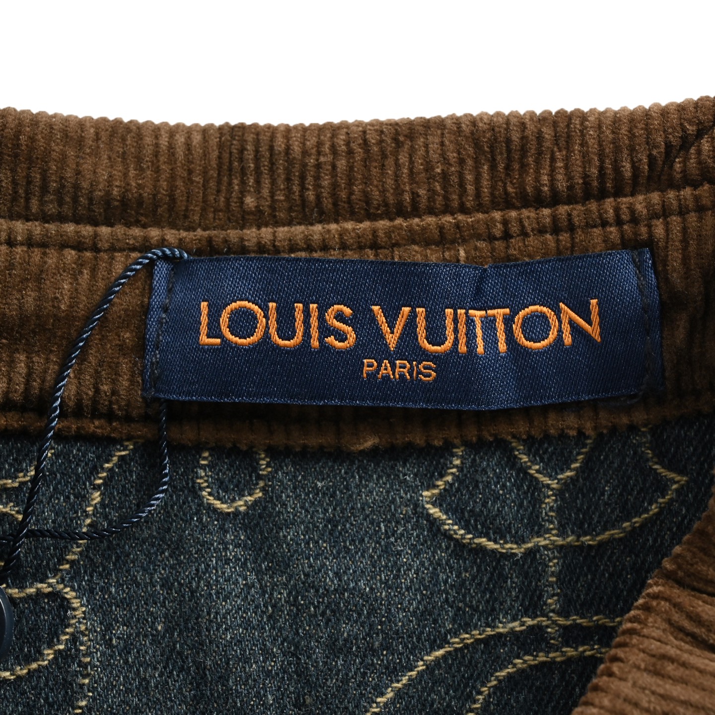 Louis Vuitton 25ss gold thread vine embroidered denim short sleeve shirt