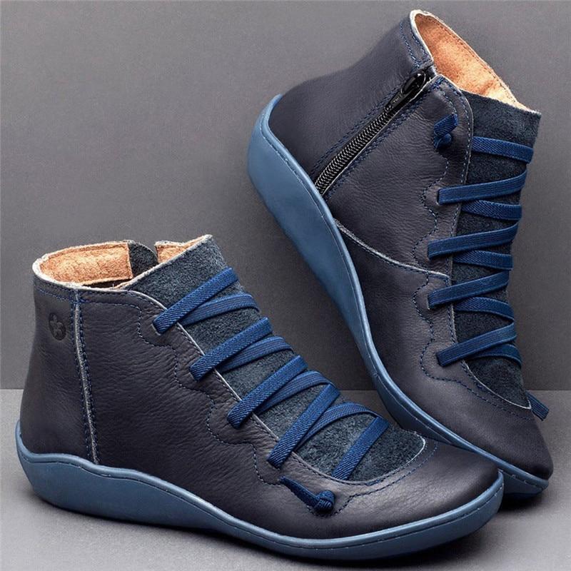 Round Toe Zipper Casual Ankle Boots for Bunions