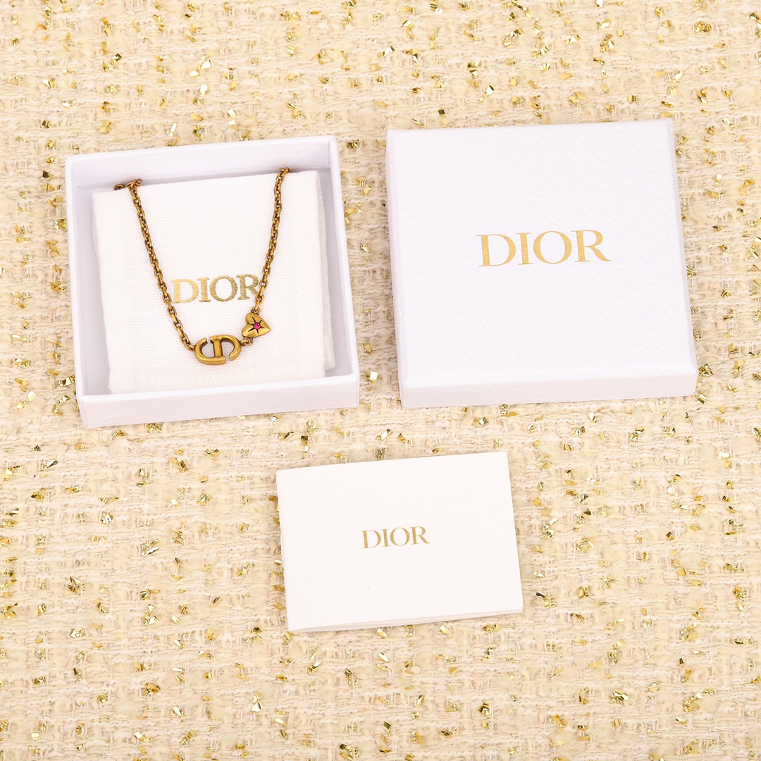 Dior Vintage Heart Pendant CD Necklace