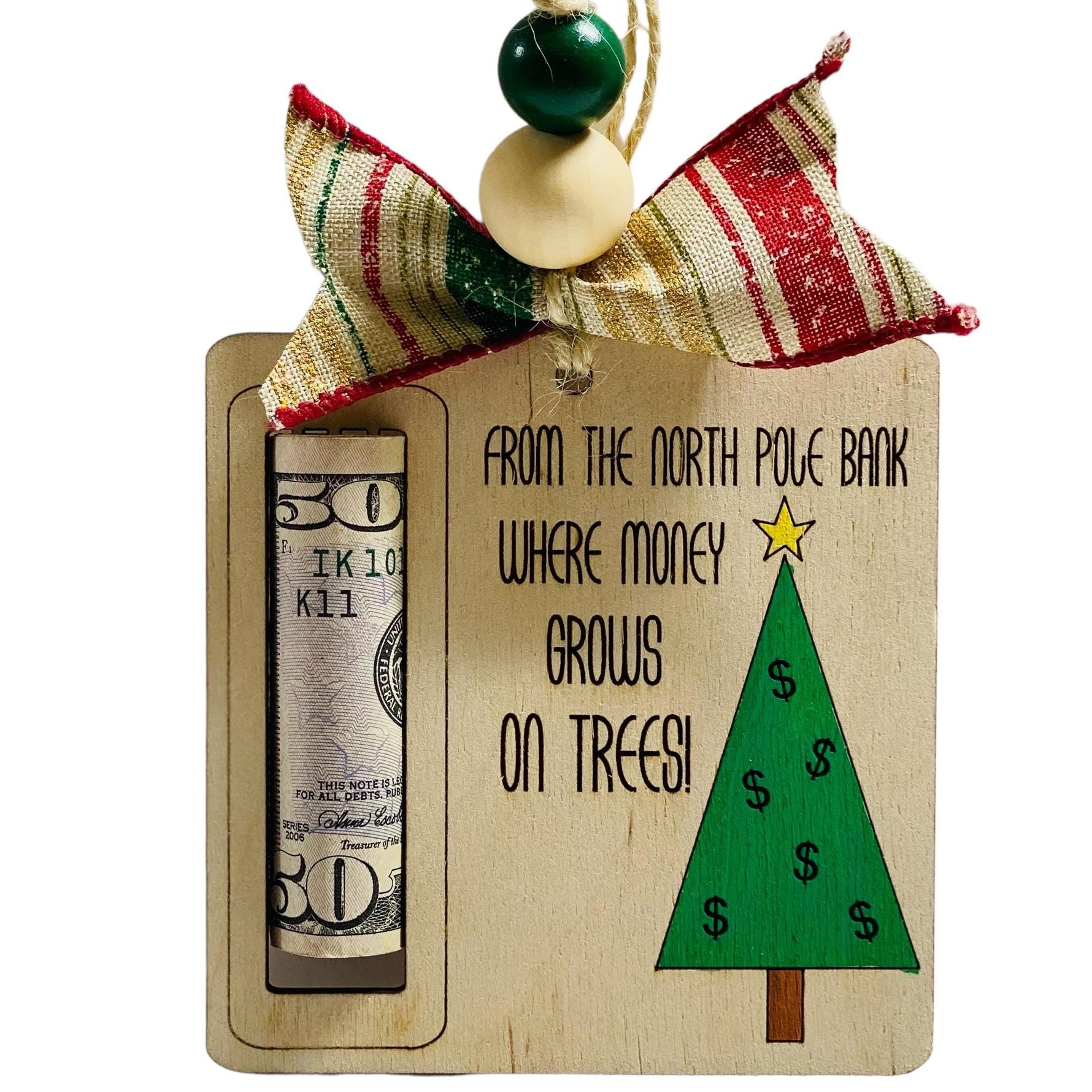 Christmas Money or Gift Card Holder - Wooden Ornament
