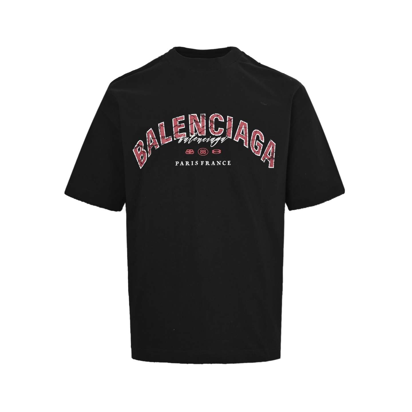 Balenciaga 25ss distressed mottled letter print short sleeves