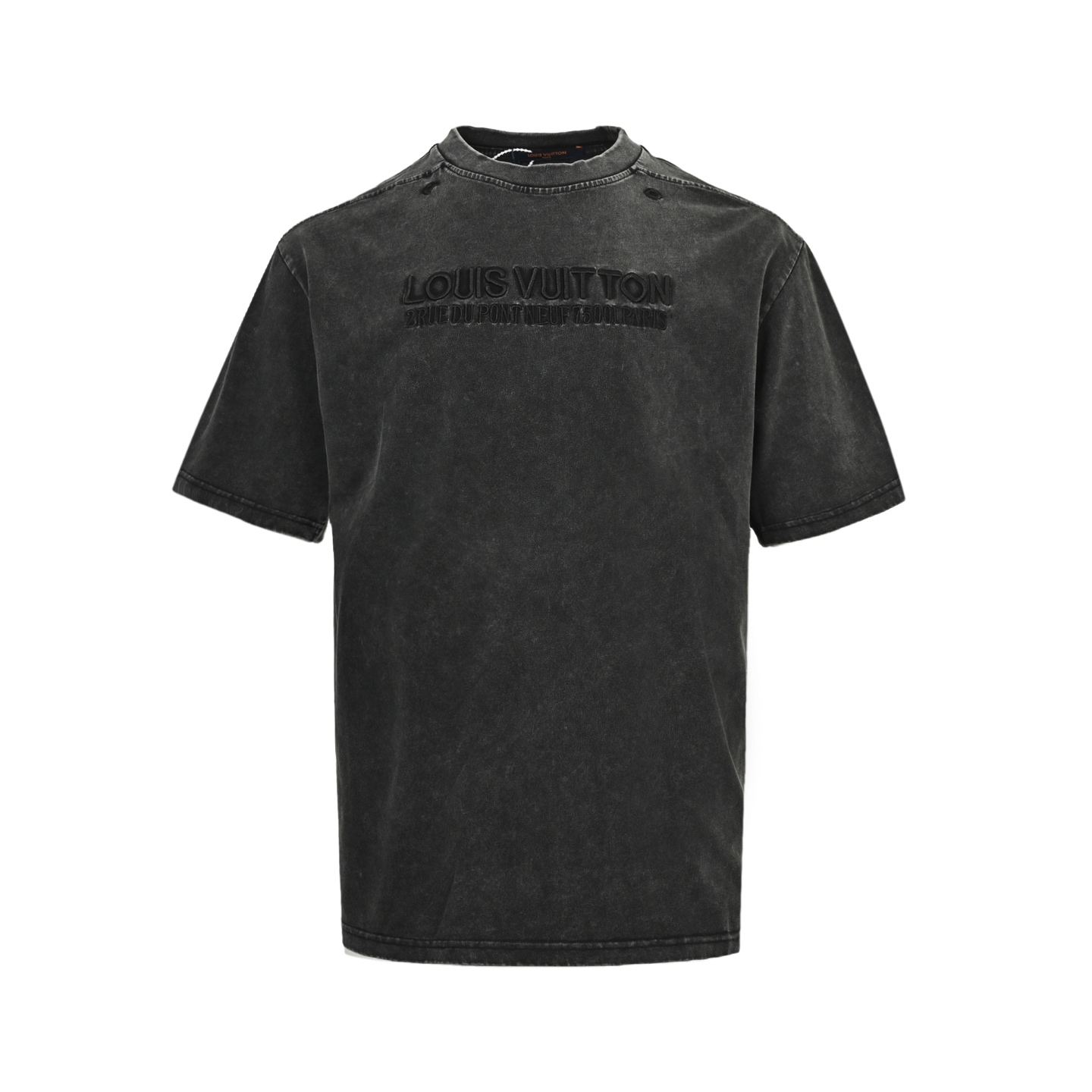 Louis Vuitton 25ss embroidered lettering washed distressed short sleeves