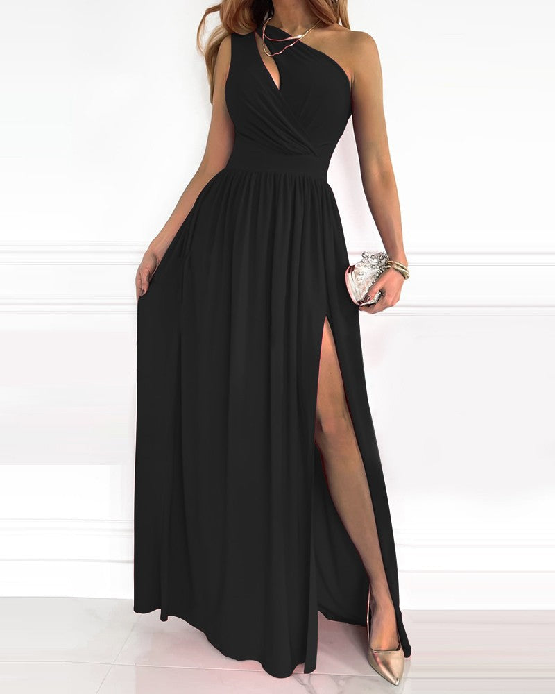 Women's Slanted Shoulder Cutout Gradient Dress