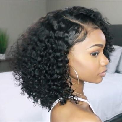New Super Glueless Basic Cap Lace Frontal Short Curly Wig