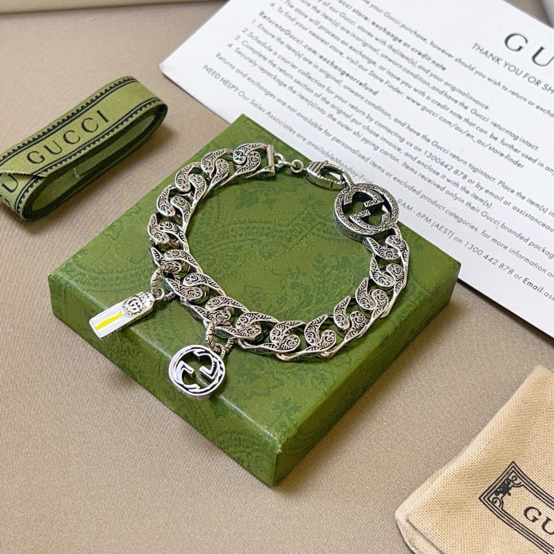 Gucci Black GG Flat Chain Bracelet
