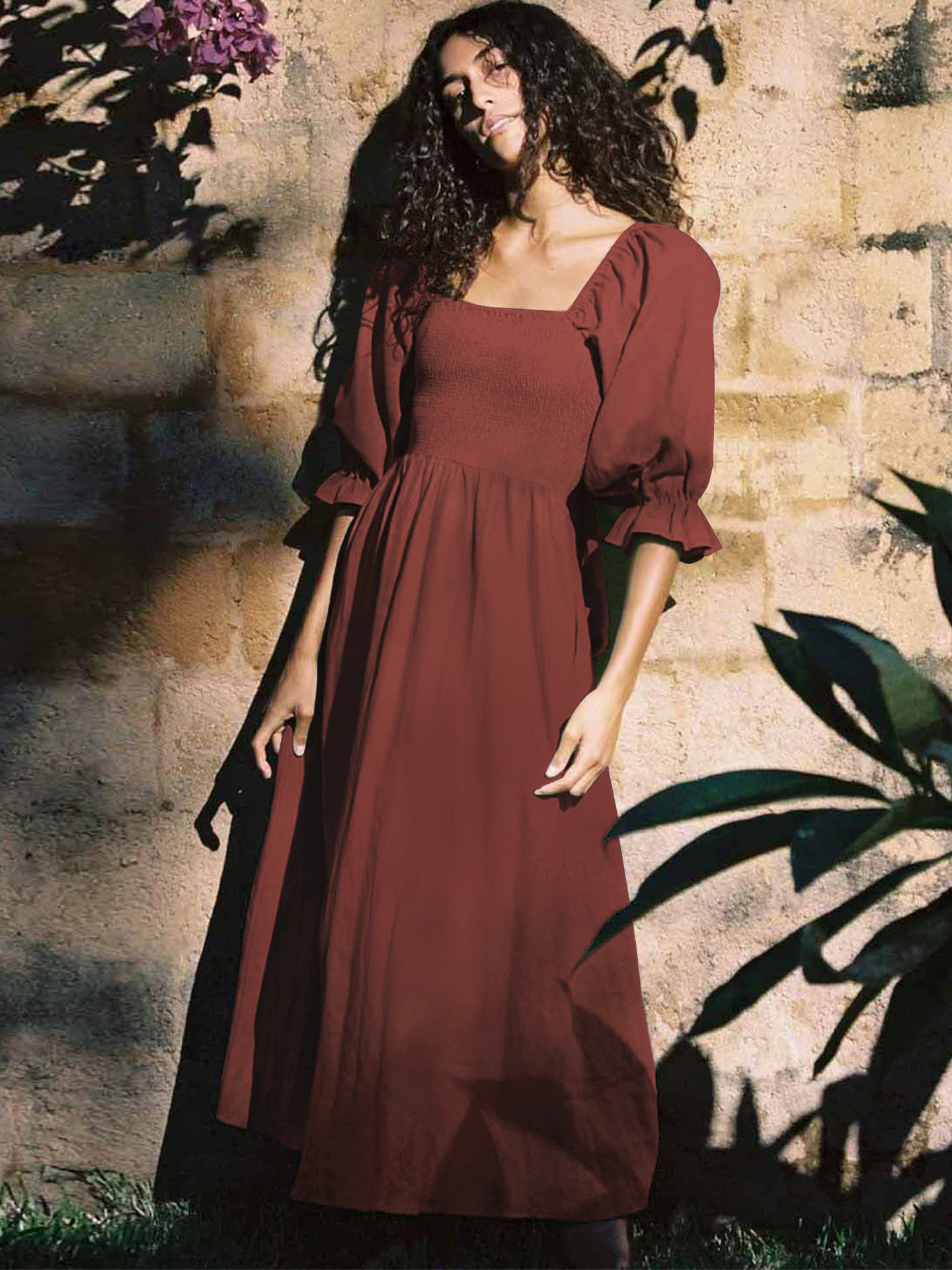 💥Hot Sale-[SAVE 50% OFF]--🏖️FRENCH RUFFLED LANTERN SLEEVES MULTI-WEAR DRESS--BUY 2 GET 10% OFF & FREE SHIPPING