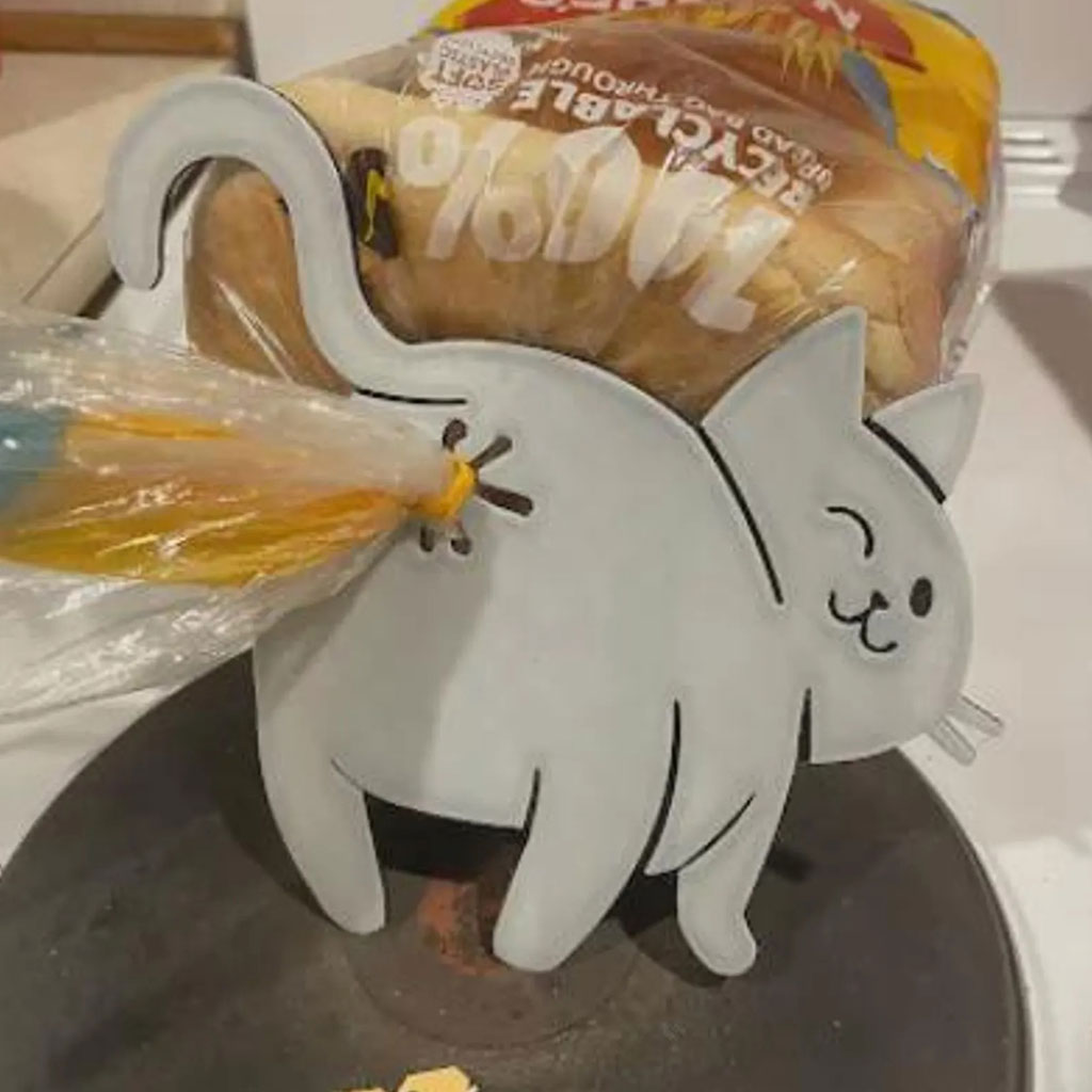 Funny Cat Bread Clip – 3D Printed Bag Holder