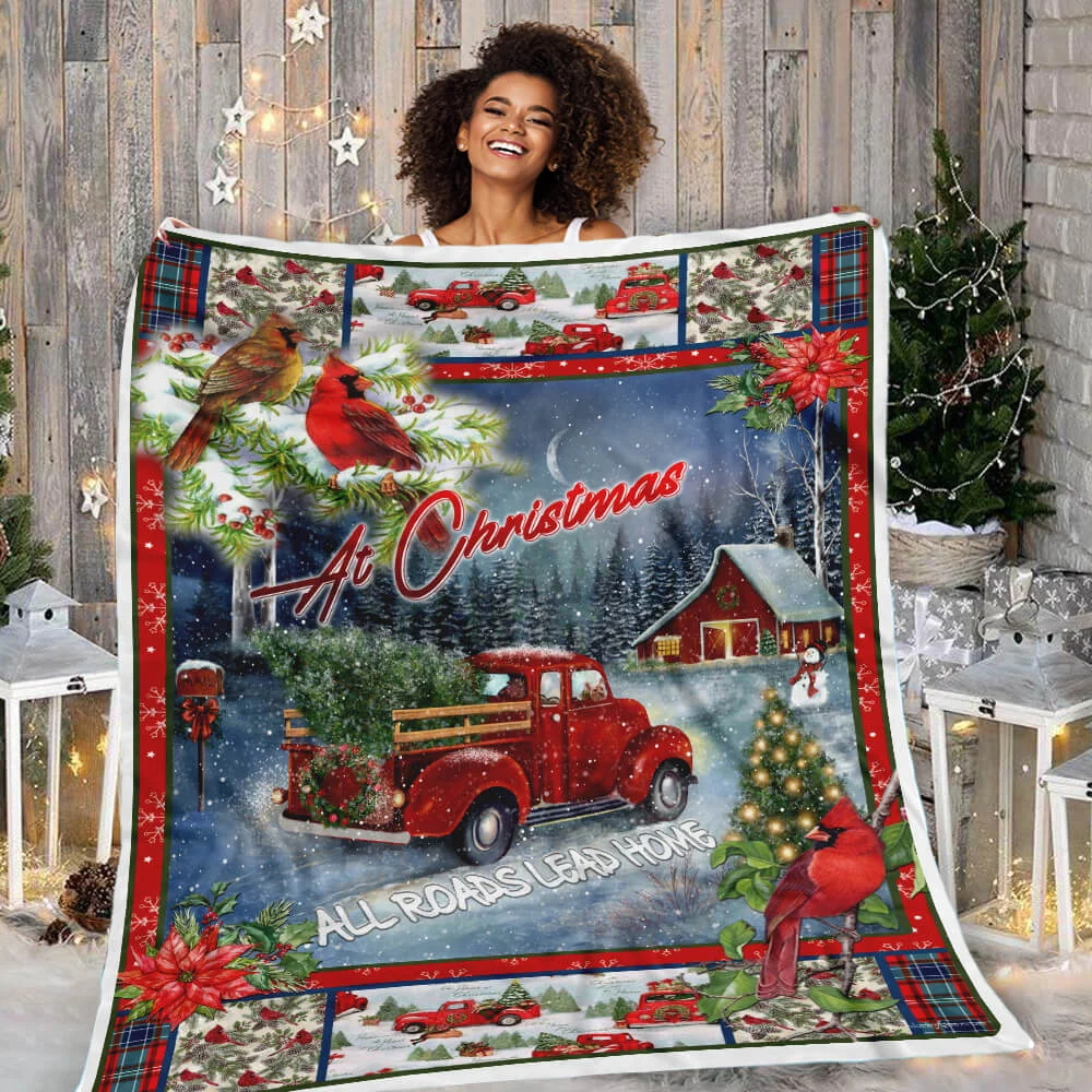 At Christmas All Roads Lead Home Sofa Throw Blanket