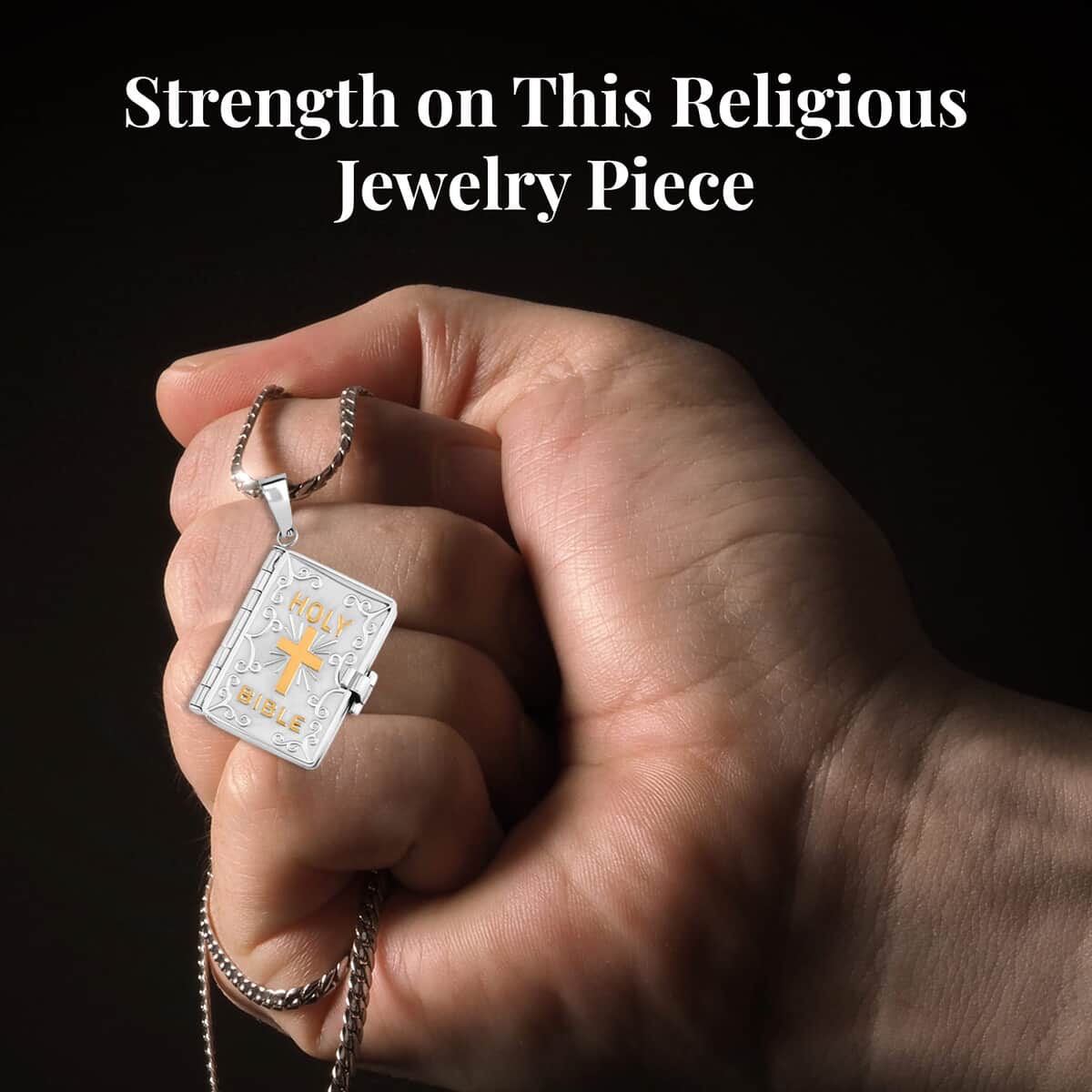 Bible Pendant Necklace in 925 Sterling Silver-Engraved Religious Lockets-Necklace Length 20
