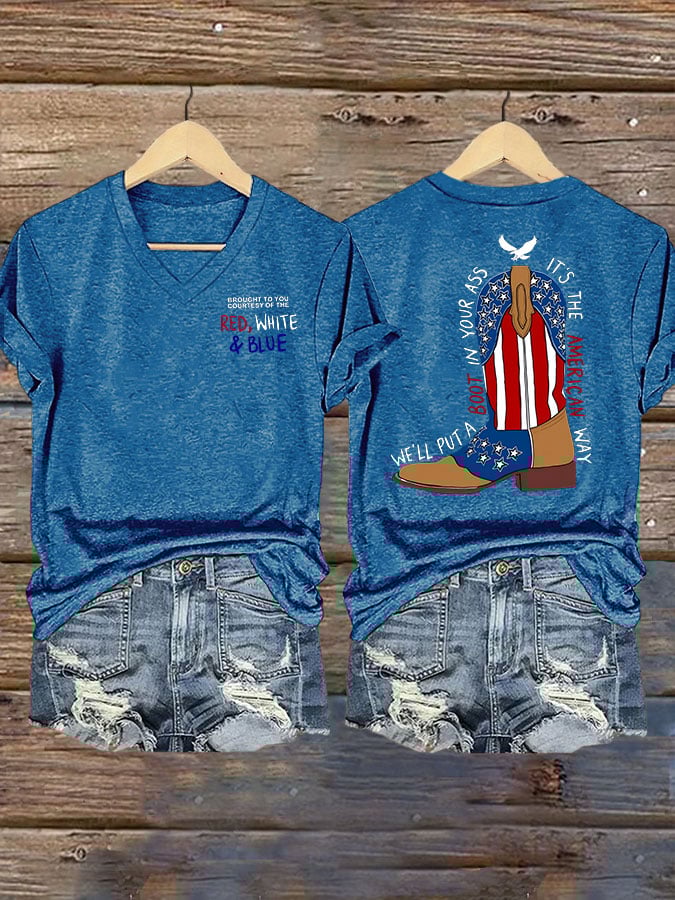 Women's Brought To You Courtesy Of The Red, White & Blue Print Casual T-Shirt