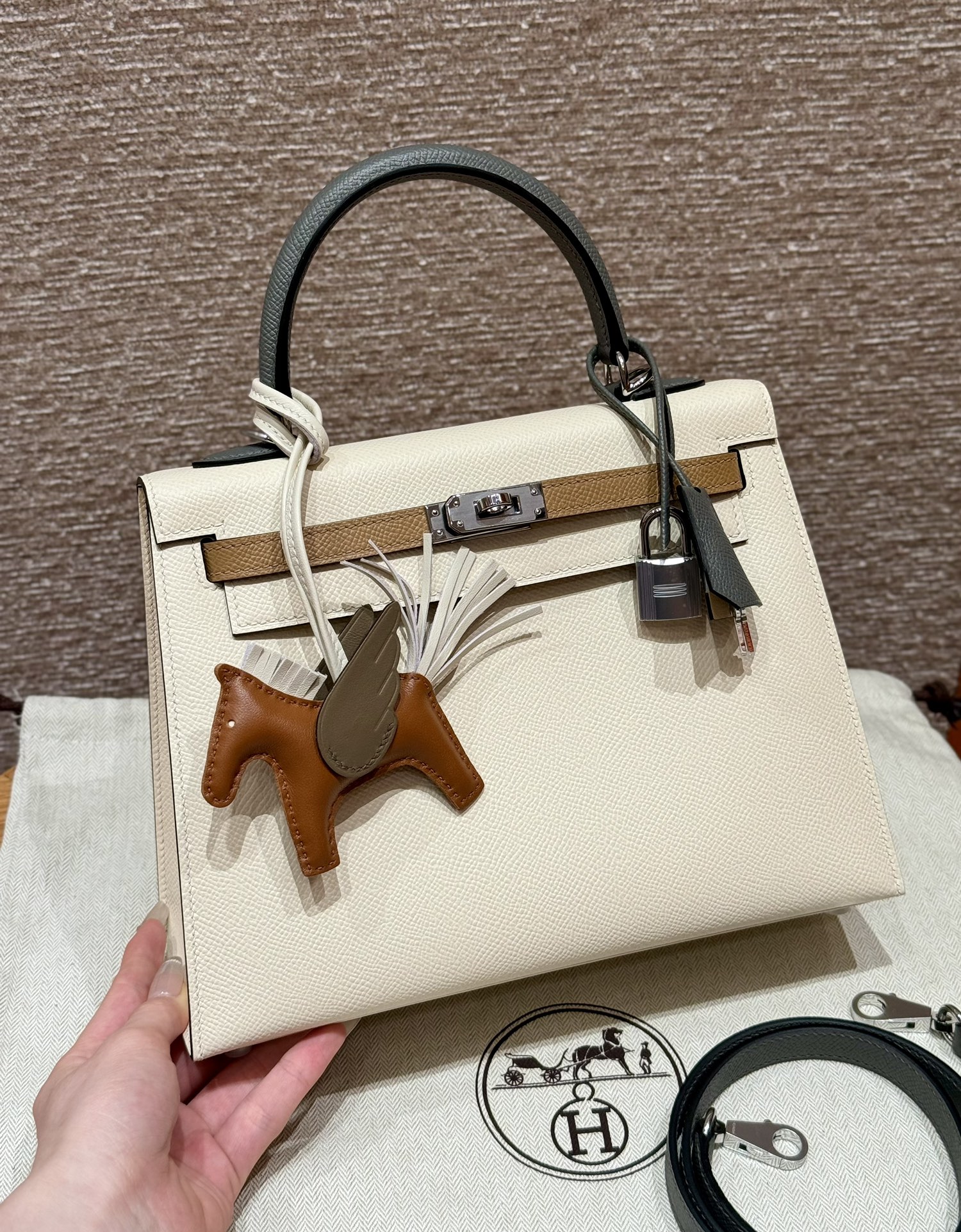 Hermes Kelly 10Craie0Mchai0LGris Mayer Handbag (Handmade Custom)