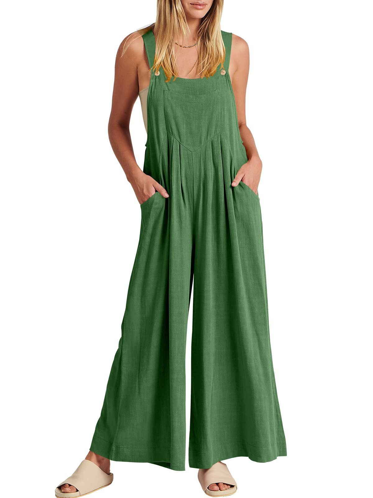 Spring Hot Sale🔥Women's Sleeveless Wide Leg Jumpsuit with Pockets   (Buy 2 Free Shipping)