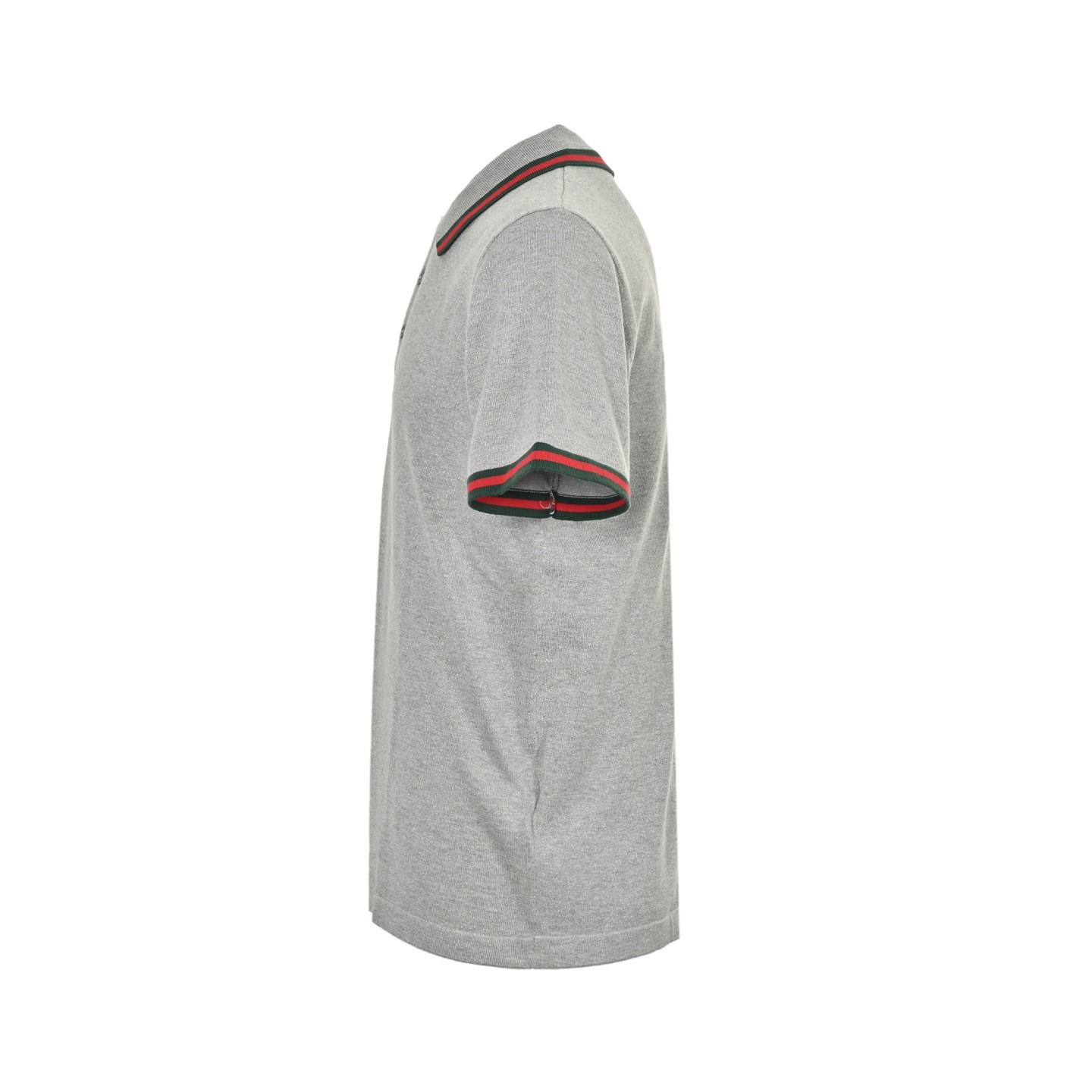 Gucci 25ss red and green striped silver thread knitted Polo short sleeve