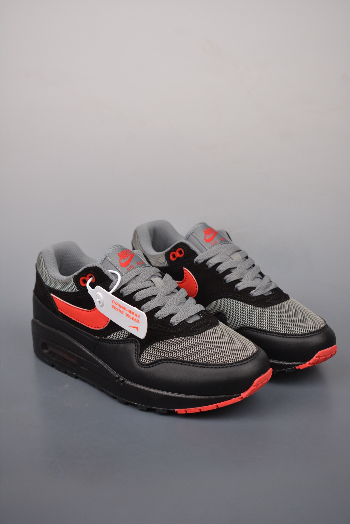 Nike Air Max 1 Essential Vamps '87 Running Shoes Black Grey Red Vampire