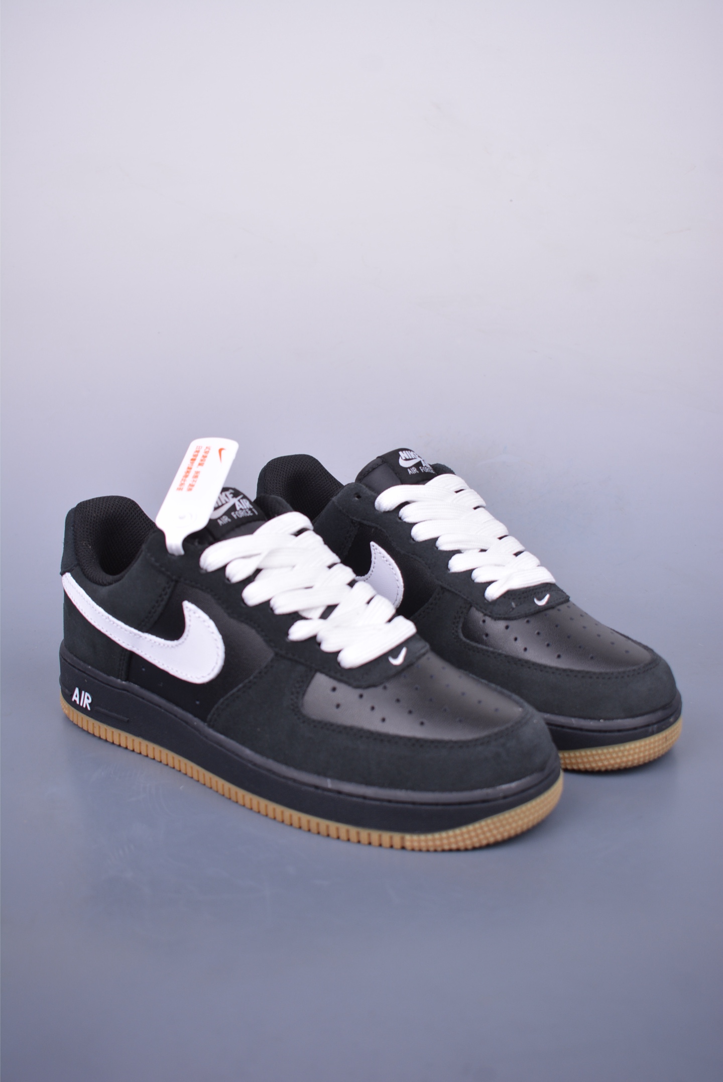 CDG x Nike Air Force 1 07 Low Sneakers Raw Rubber Black and White IB6388-004