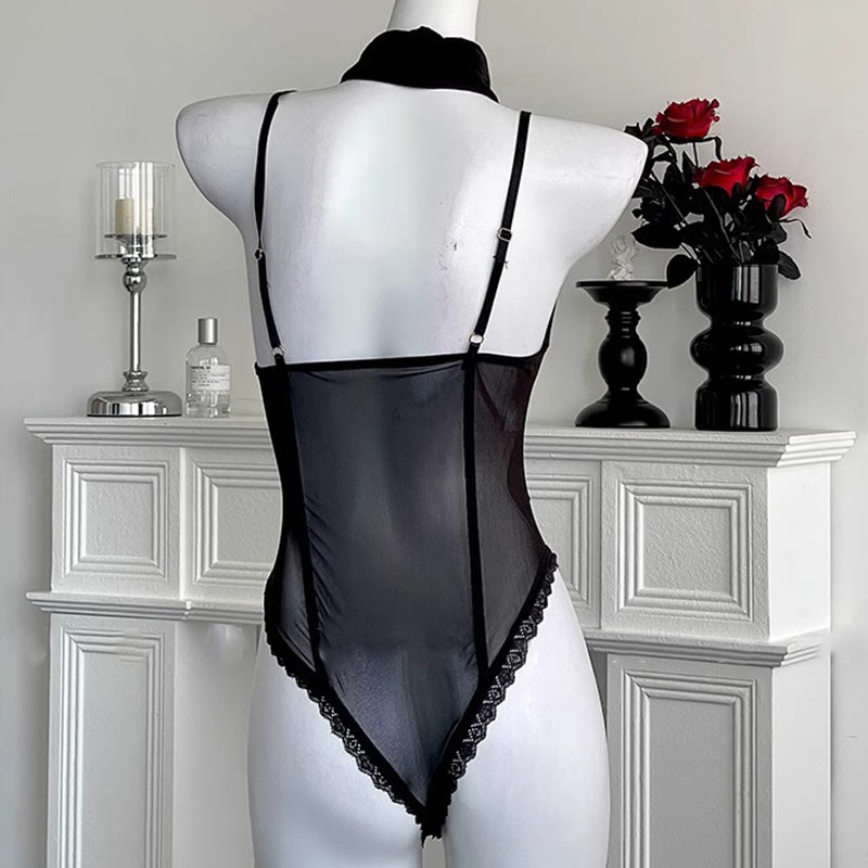 Cosplay Policewoman Uniform See-through Jumpsuit Lingerie