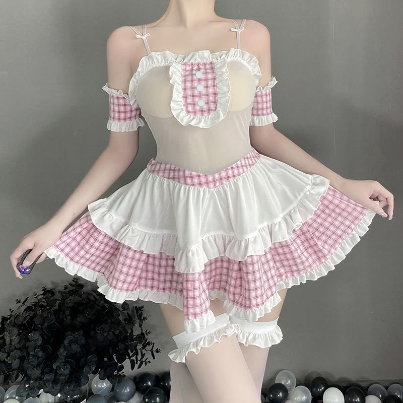 See-through Plaid Slip Lingerie Dress