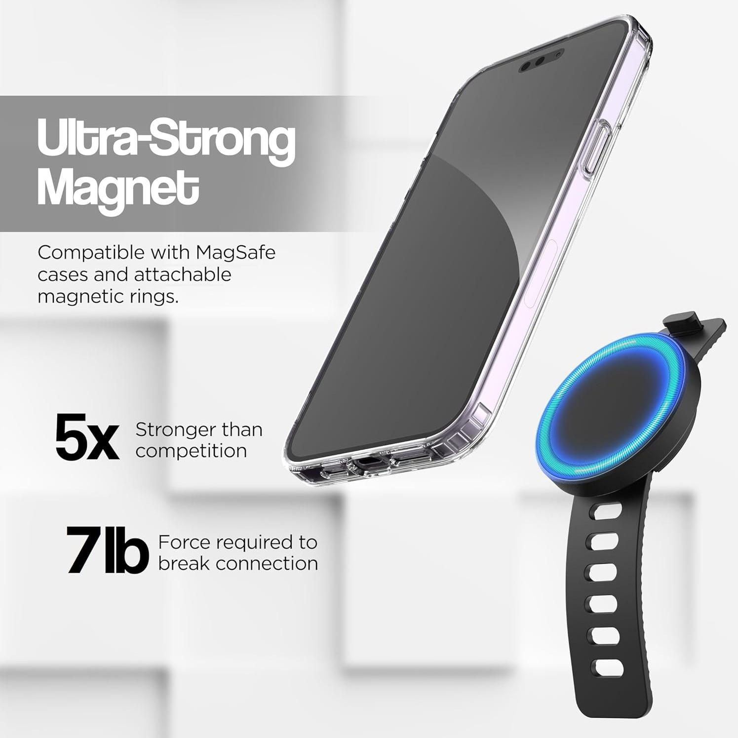 🔥Last Day 50% OFF🔥Grip-X Magnetic Bar Mount, Compatible with MagSafe - Phone Holder for Gym, Home Fitness Bikes, Workout Equipment, Stroller and Cart Handlebars