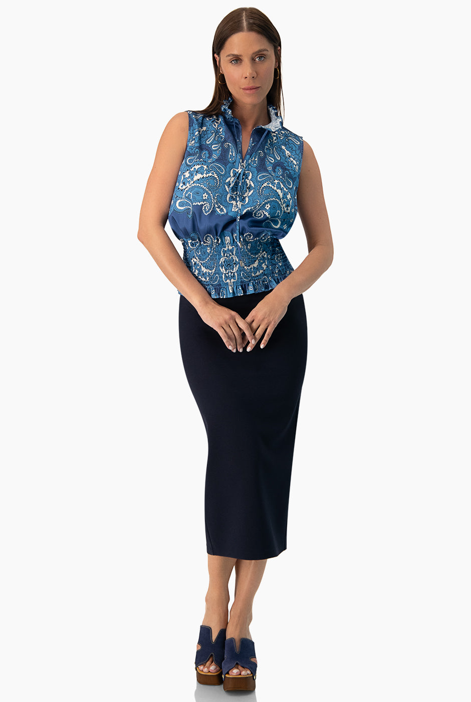 Blusa sin mangas con smock