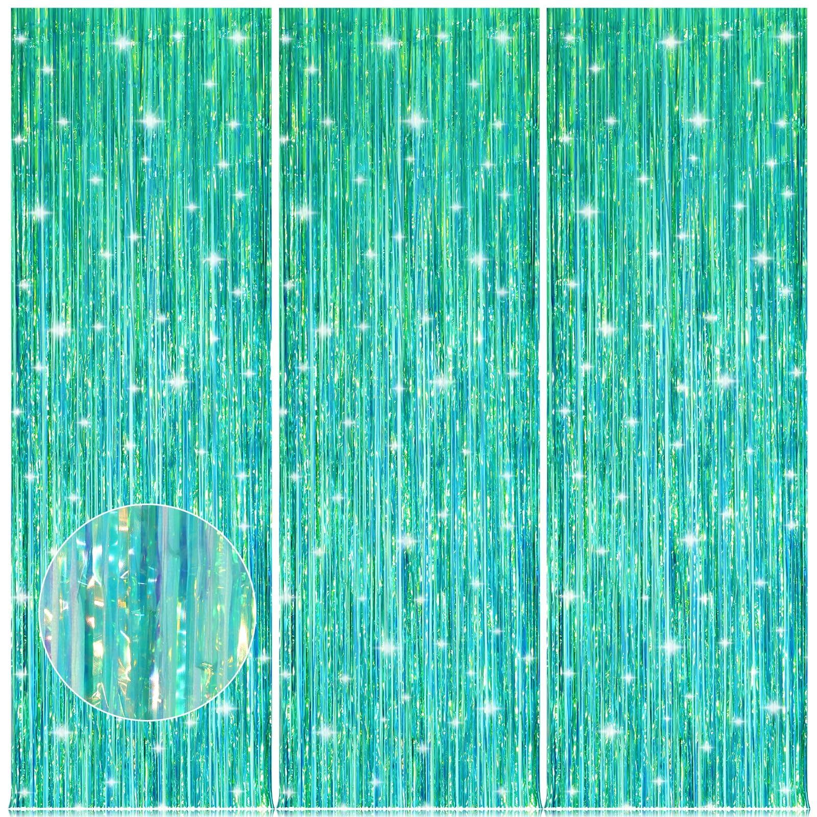 Party Streamers 3 Pack Metallic Tinsel Foil Fringe Curtains 3.2ft x 8.2ft Party Decorations