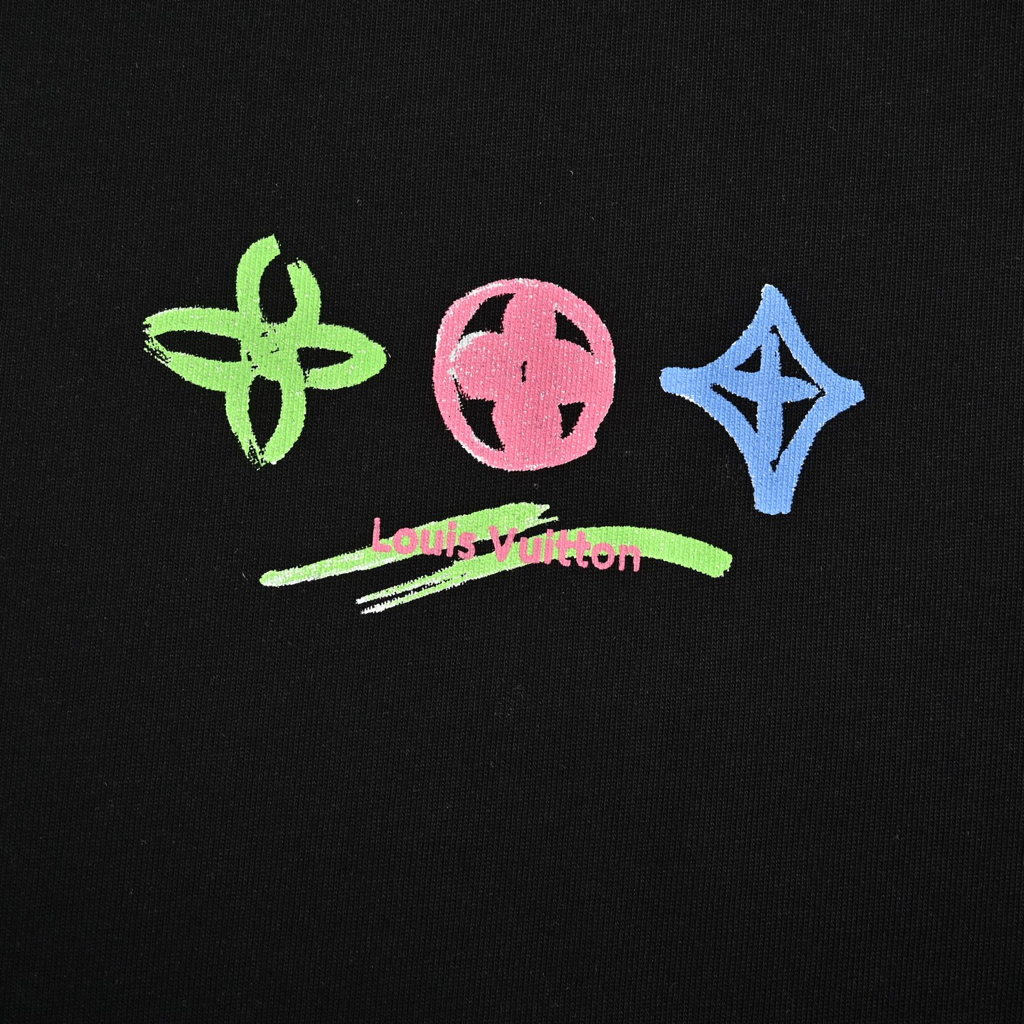Louis Vuitton 25ss crayon hand-painted graffiti large logo short sleeve