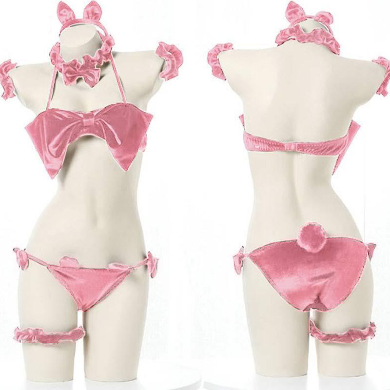 Cat Ears Bow Knot Uniform Lingerie Set