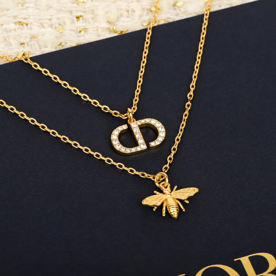 Dior Diamond CD Bee Double Necklace