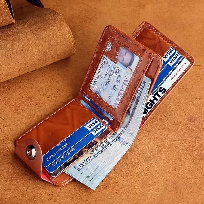 Men's Leather Bifold Wallet with 