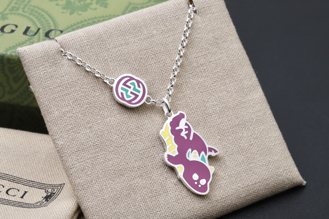 Gucci custom made super cute little flying dragon necklace