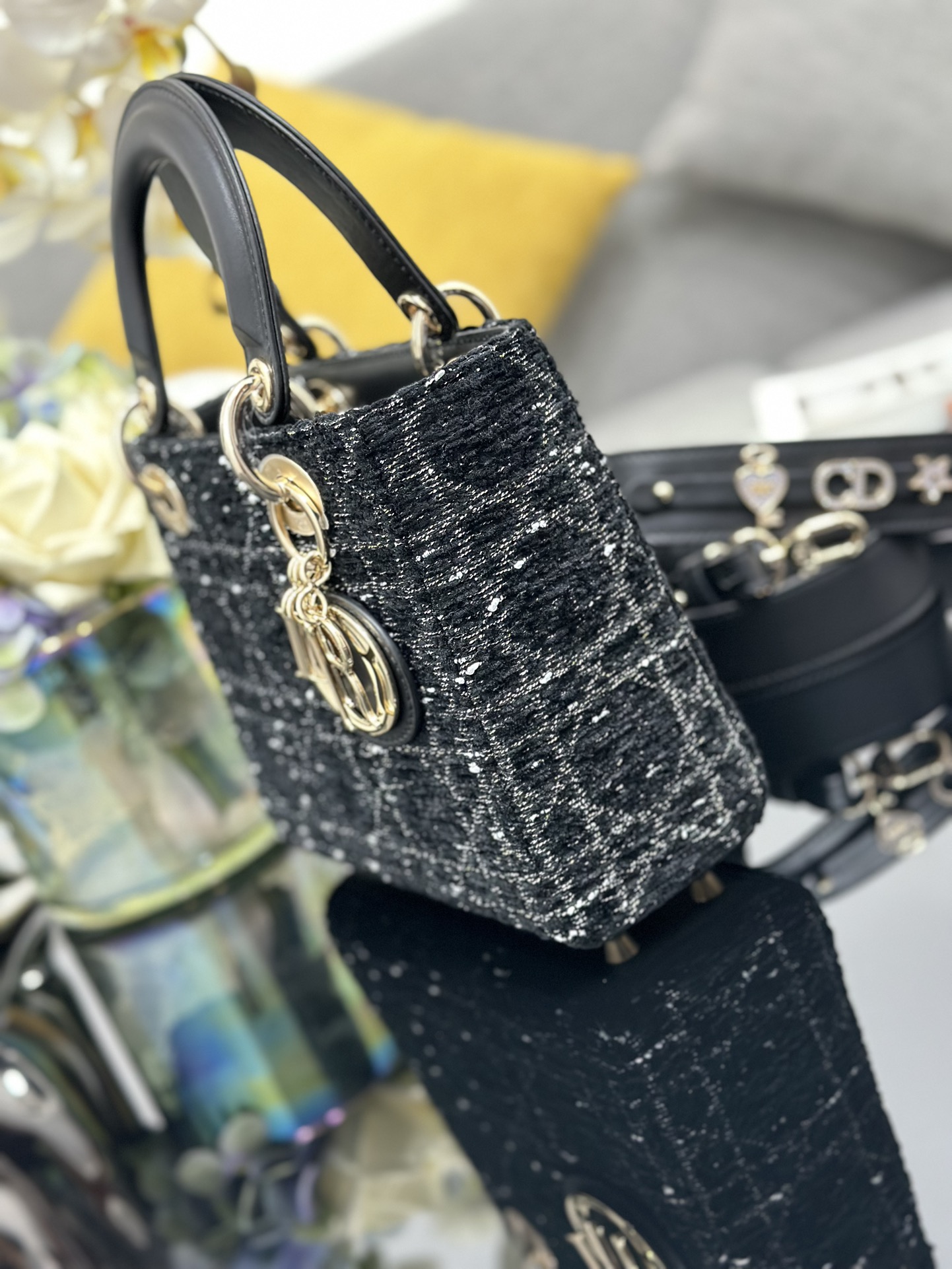 Dior Lady Dior Four-Pattern Tweed Black Cannage M0538