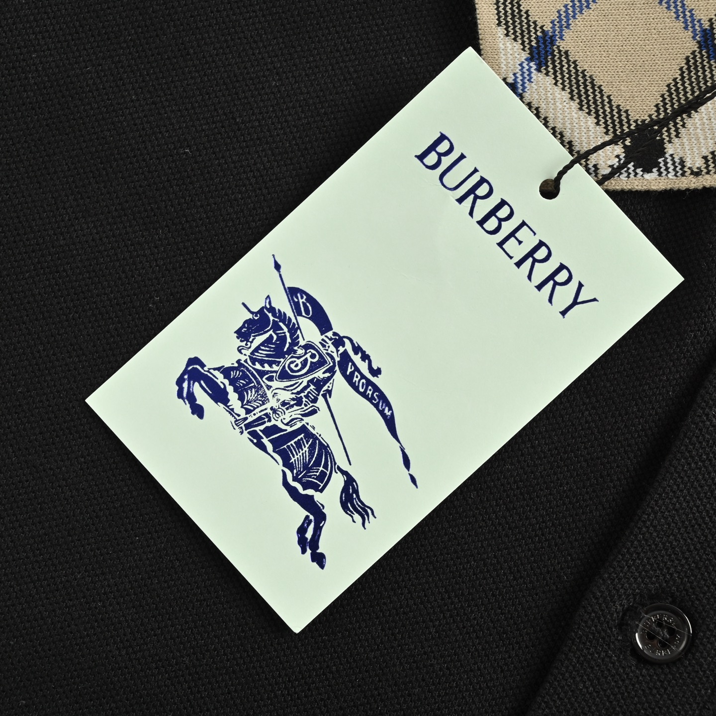 Burberry 25ss check lapel warhorse embroidered Polo short sleeve