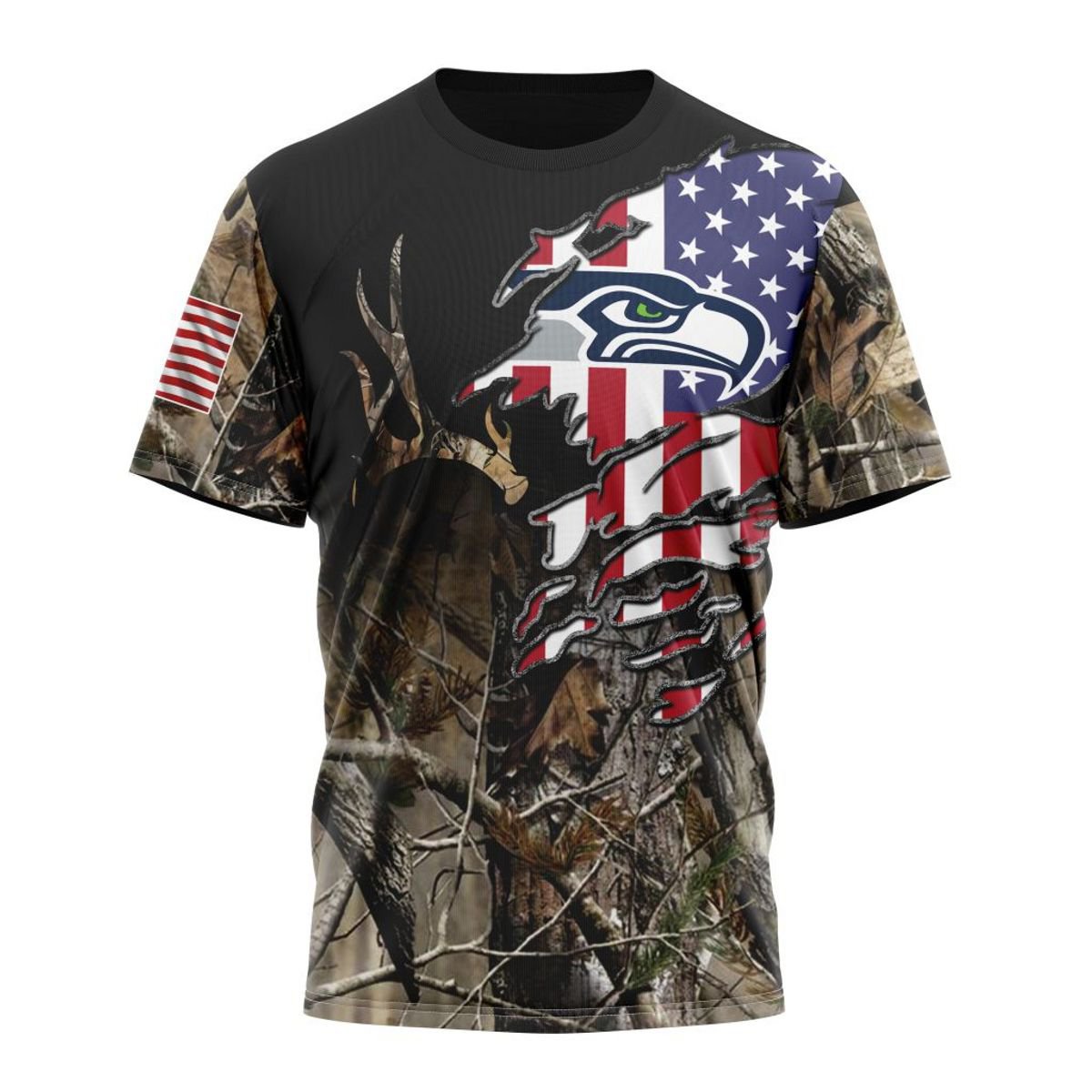 SEATTLE SEAHAWKS 3D HOODIE CAMO REALTREE HUNTING