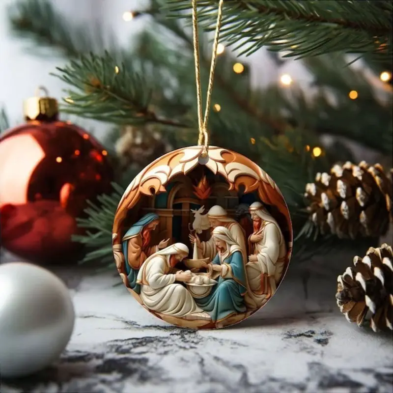 ON SALE🔥6Pcs/Set 3D Effect Double-Sided Nativity Scene Wooden Decoration -Buy 4 Sets Free Shipping