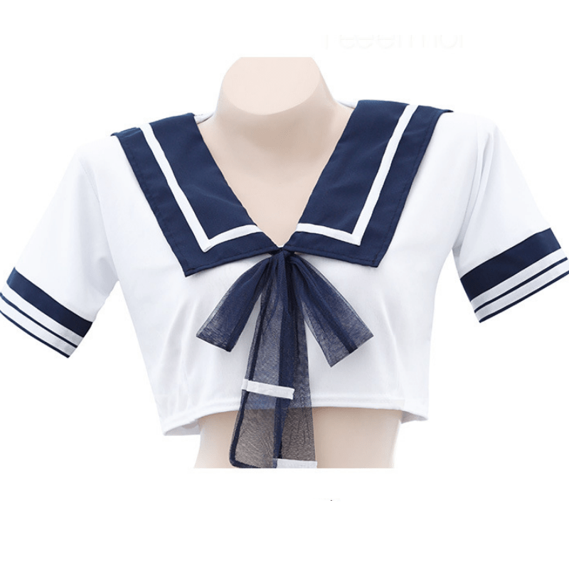Uniform School Sailor Collar Bow Stripe Lingerie Skirt Set