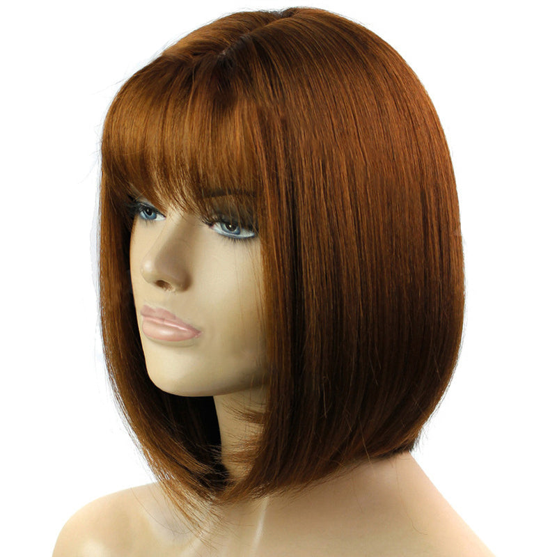 Luna Wigs Female Brown Short Hair Bobbed Air Bangs Wig