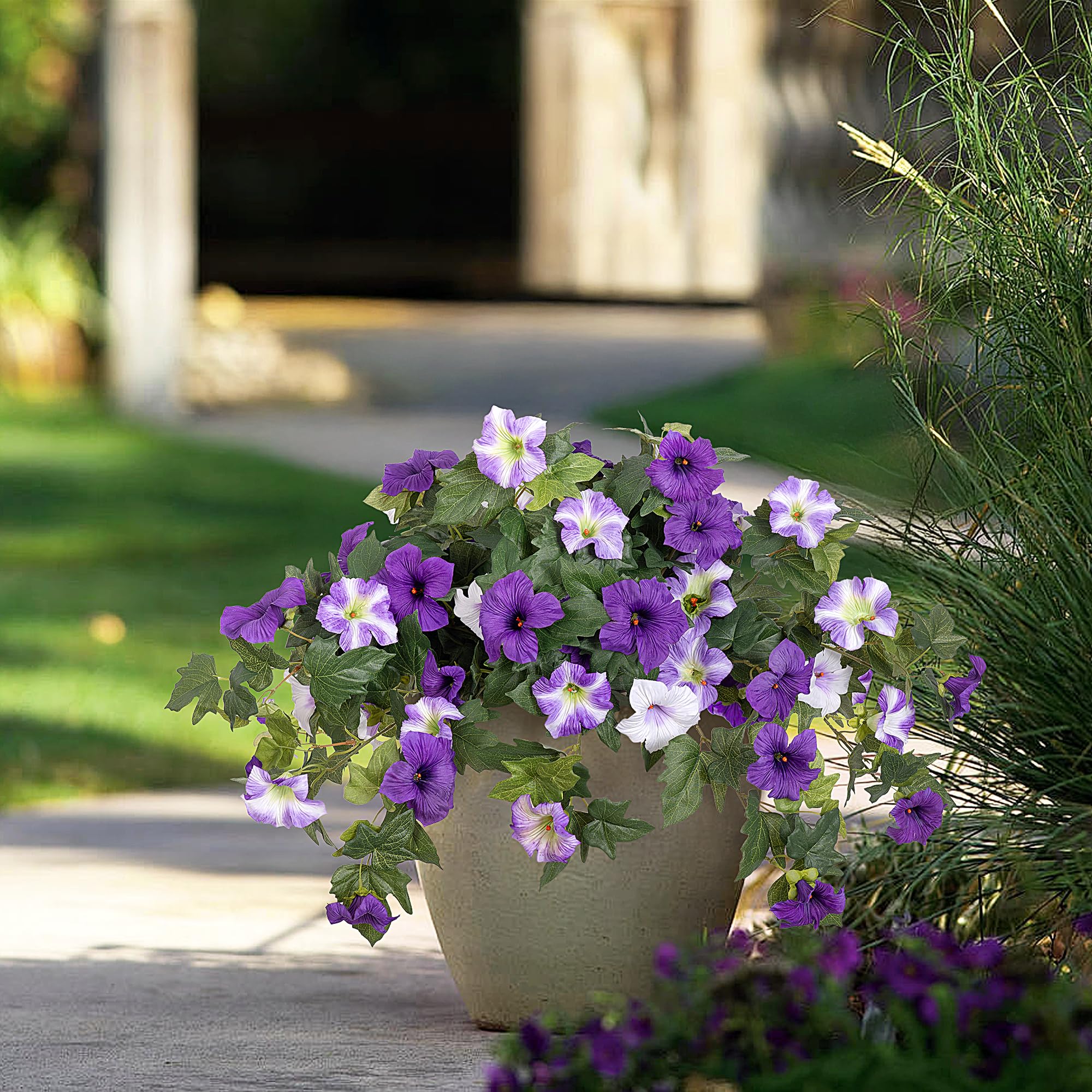 💥ON SALE💥Faux Petunias Silk Outdoor Flowers 🌿 UV-Resistant, No Fade, Waterproof, Windproof 🌸
