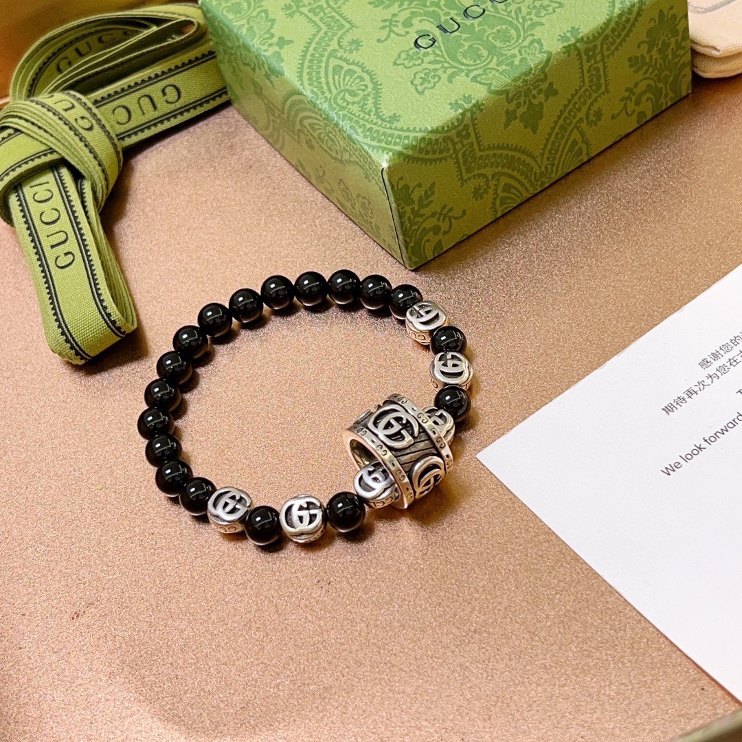 Gucci Black Onyx Ring Vintage Bracelet