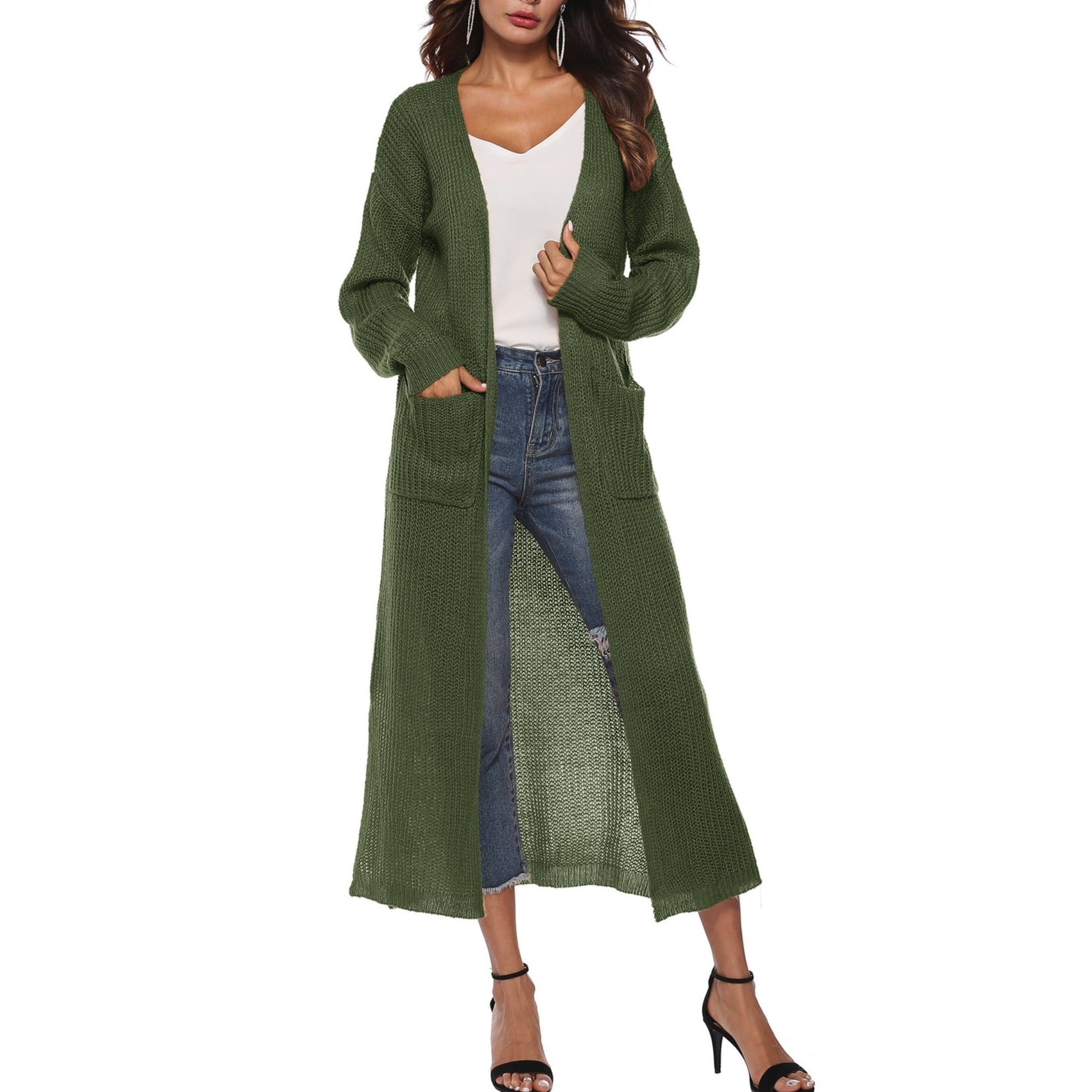 Women's Cardigan Sweater With Large Pockets Cardigan Sweater Long Thin Coat