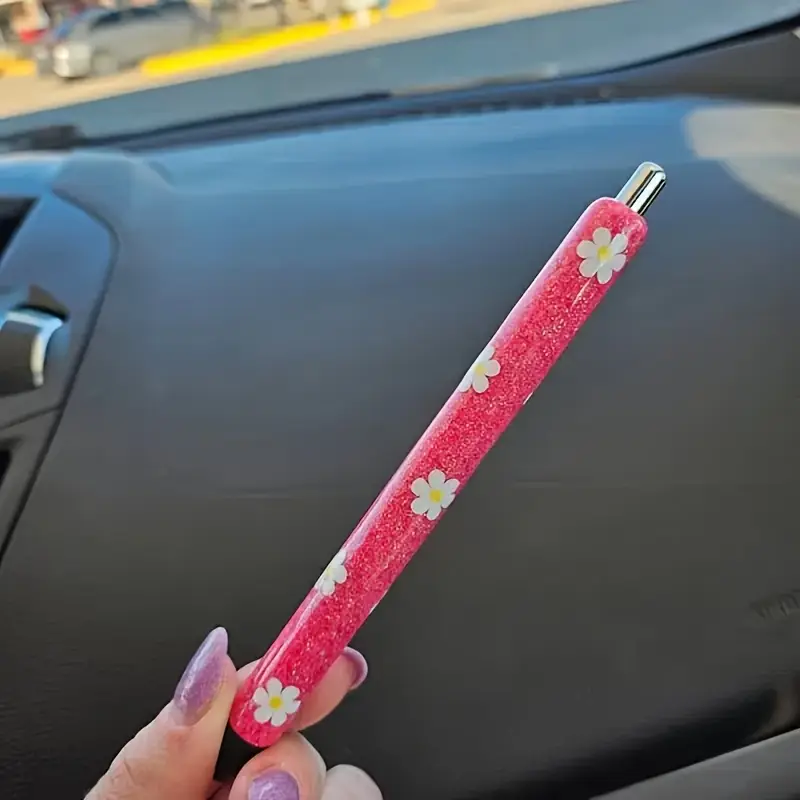3pcs Vibrant Daisy Glitter Pen Set