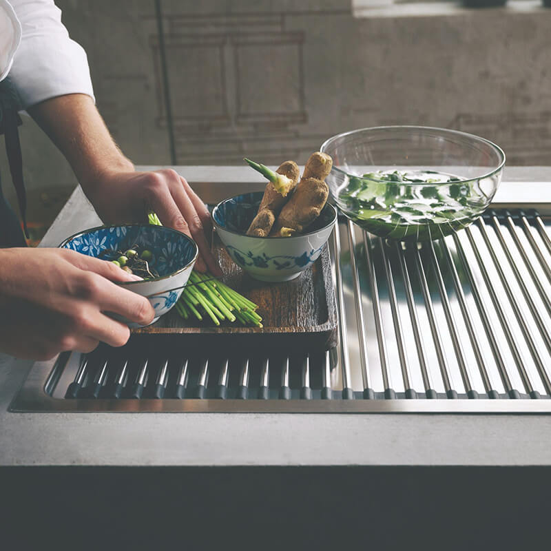 Multipurpose Over-Sink Roll-Up Dish Drying Rack
