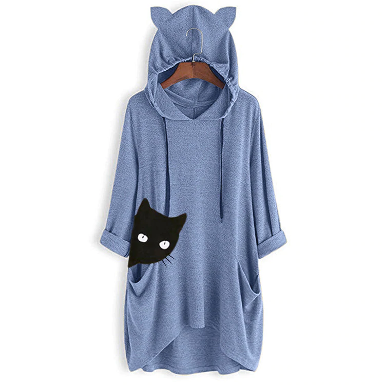 Bluza z długim rękawem z kapturem Top damski