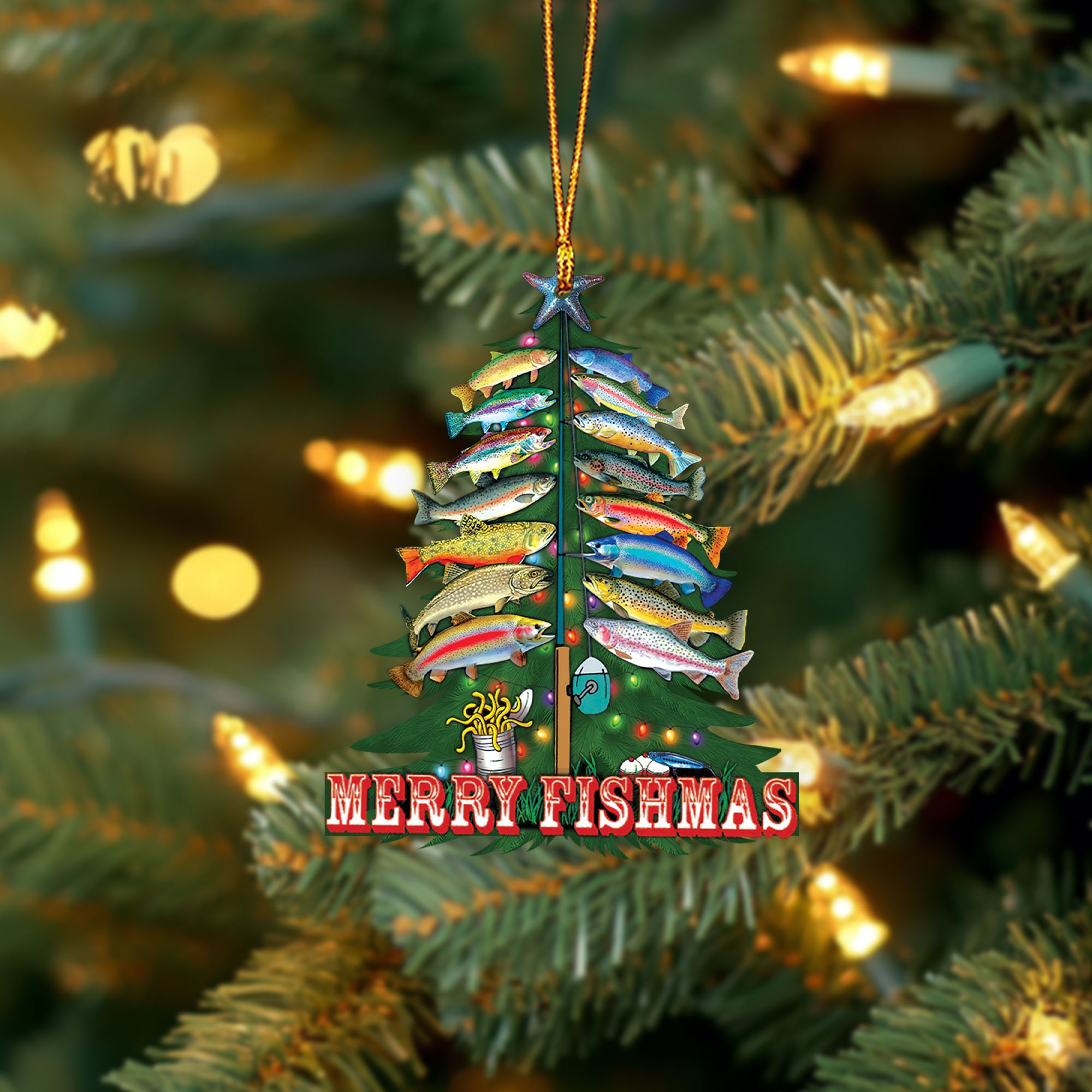 Merry Fishmas Christmas Tree Ornament