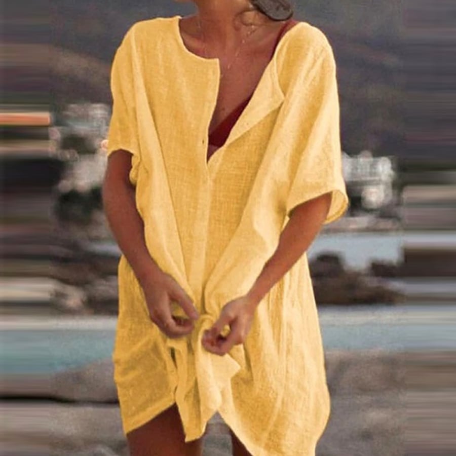 Ladies Simple Lazy Style Cotton Linen Shirt