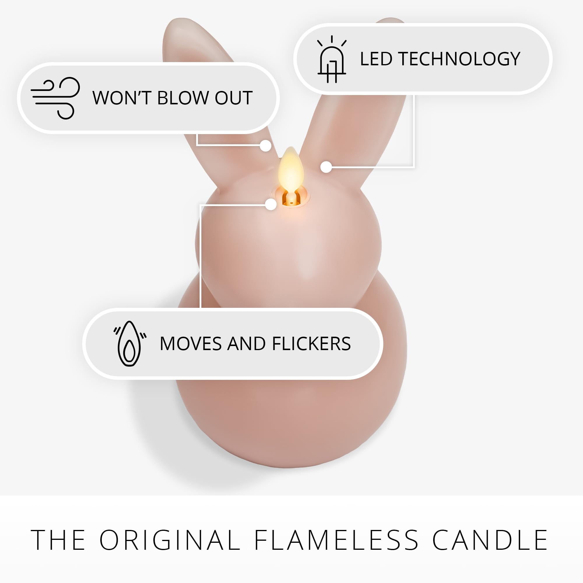 Flickering LED Flame Bunny Candle - AA Batteries