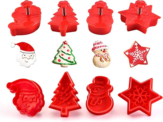 🍪🍪4 Piece Christmas Cookie Plastic Spring Cookie Mold Set