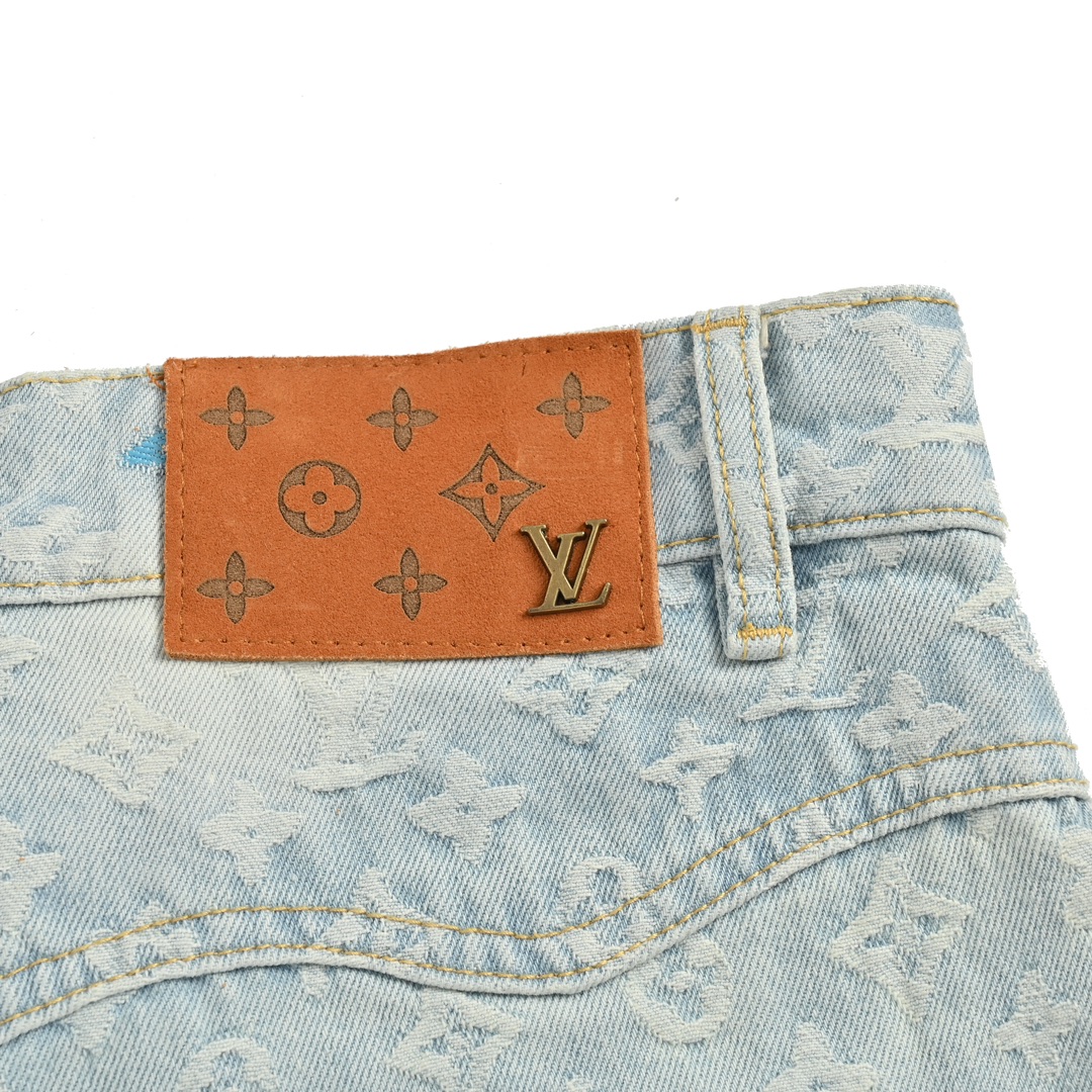 Louis Vuitton Tyler collaboration monogram jacquard embroidered jeans